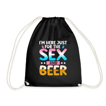 Ich Bin Nur Für Den Sex Und Das Bier Hier - Turnbeutel - Schwarz - Vorne
