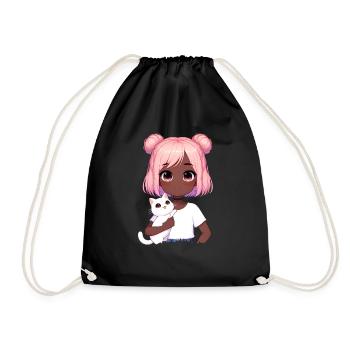 Anime African American Afro Anime Merch Stuff - Drawstring Bag - black - Front