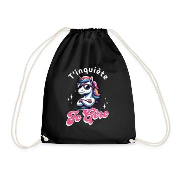 T'inquiète Je Gère Licorne Cool Cadeau Magique - Sac de sport léger - noir - Devant