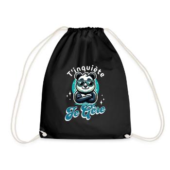 Keine Sorge, ich schaffe Panda cooles Geschenk Humor - Turnbeutel - Schwarz - Vorne