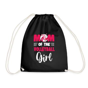 Mom Of the Birthday Girl Volleyball Family Party - Drawstring Bag - black - Front