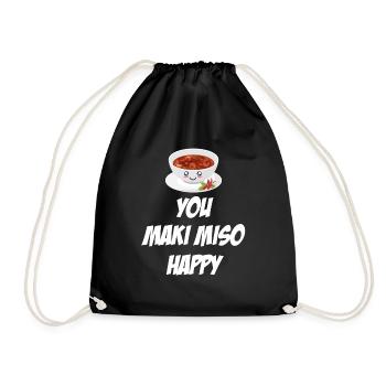 You Maki Miso Happy Asian Chinese Cuisine - Drawstring Bag - black - Front