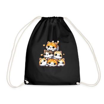 Stapel Von Kitty Cats Stapel Kawaii Meowtain Anime - Turnbeutel - Schwarz - Vorne