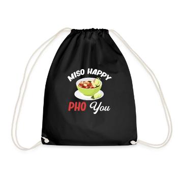 Miso Happy Pho You Asian Chinese Cuisine - Drawstring Bag - black - Front