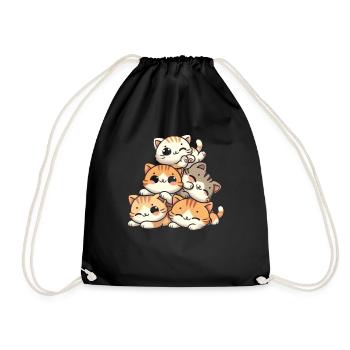 Stapel Von Kitty Cats Stapel Kawaii Meowtain Anime - Turnbeutel - Schwarz - Vorne