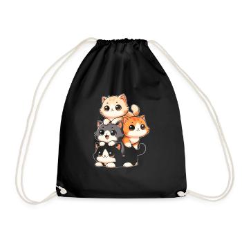 Stapel Von Kitty Cats Stapel Kawaii Meowtain Anime - Turnbeutel - Schwarz - Vorne