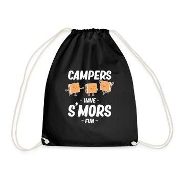 Campers have s'mors fun glamping - Drawstring Bag - black - Front