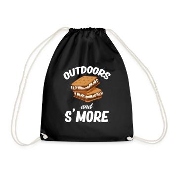 Outdoors and S'more Glamping Trailer Backpacking - Drawstring Bag - black - Front