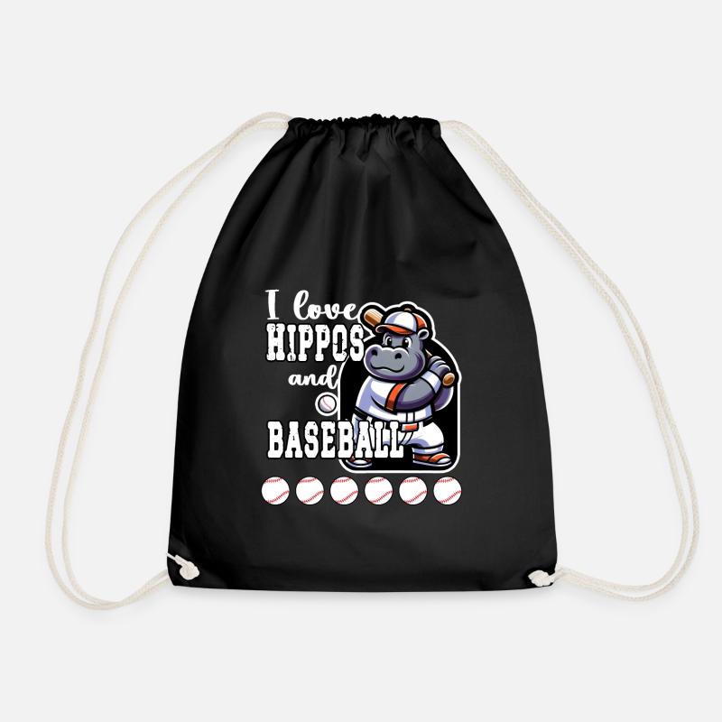 J’aime les hippopotames et le baseball - Sac de sport léger - noir