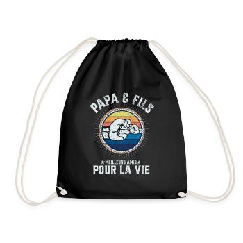 Father and Son A Team for Life Funny Gift - Drawstring Bag - black - Front