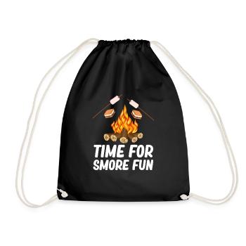 Time For Smore Fun Glamping Trailer Backpacking - Drawstring Bag - black - Front