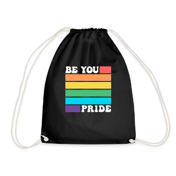 Be You LGBTQ Gay Lesbian Pride Ally Rainbow Flag - Drawstring Bag - black - Front