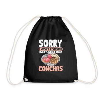 Concha Hispanic Mexican Pan Dulce - Drawstring Bag - black - Front