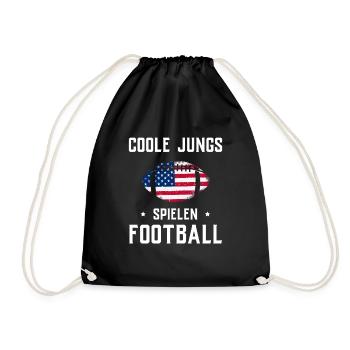 American Football Tshirt Men's Kids Football - Drawstring Bag - black - Front