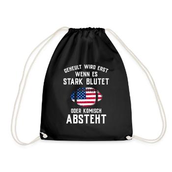 American Football Tshirt Men's Kids Football - Drawstring Bag - black - Front
