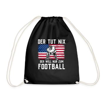 American Football Tshirt Men's Kids Football - Drawstring Bag - black - Front