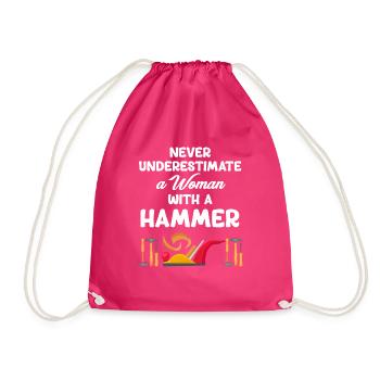 Queen of handjobs Carpenter DIYer - Drawstring Bag - fuchsia - Front