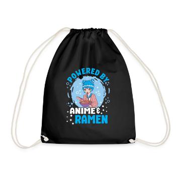 Pwered By Anime Ramen Japanese Anime Manga Otaku - Drawstring Bag - black - Front