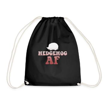 Hedgehog AF T-Shirt - Funny Cute Small Animal Love - Drawstring Bag - black - Front