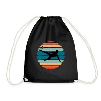 Football Lovers Retro Sunset Footballer Shooter - Drawstring Bag - black - Front