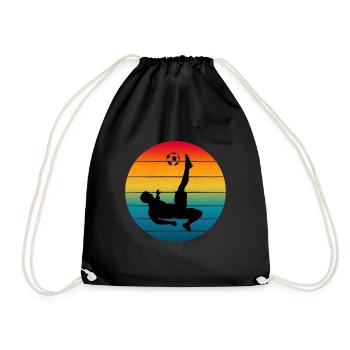 Retro sunset Soccer game lover - Drawstring Bag - black - Front
