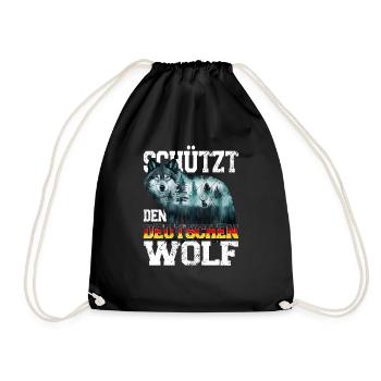Protects the German wolf Wildlife protection - Drawstring Bag - black - Front