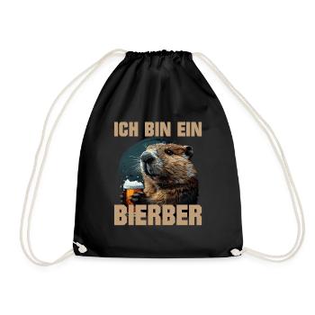 Ich bin ein Bierber lustiges Wortspiel Fun - Turnbeutel - Schwarz - Vorne