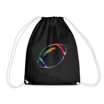 American Football Tshirt Men's Kids Football - Drawstring Bag - black - Front