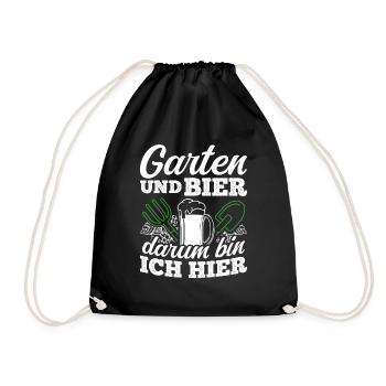 Garten Und Bier Darum Bin Ich Hier Sauftour Bier G - Turnbeutel - Schwarz - Vorne