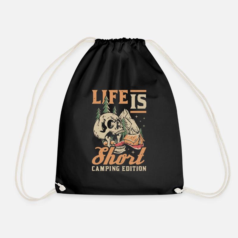 Tent Camping Camping - Drawstring Bag - black