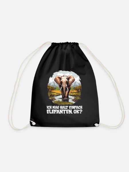 Elefanten Elefant - Turnbeutel - Schwarz