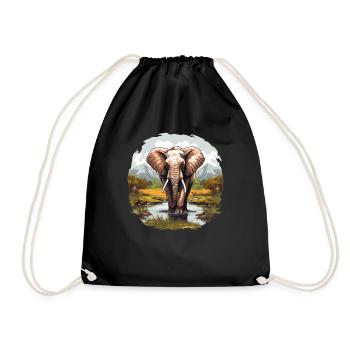 Elephant Elephant - Drawstring Bag - black - Front