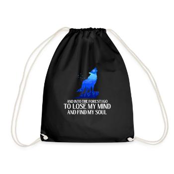 Und in den Wald gehe ich - Wolf Lover Outdoor Fan - Turnbeutel - Schwarz - Vorne