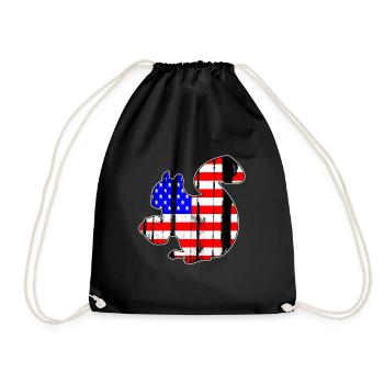 USA American Flag Squirrel Chipmunks Animal Lover - Drawstring Bag - black - Front