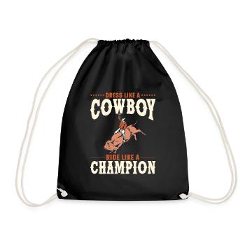 Bullenreiter Rodeo Western Cowboy Bull Riding - Turnbeutel - Schwarz - Vorne