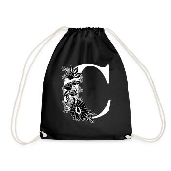 Lettre c floral noir et blanc - Sac de sport léger - noir - Devant