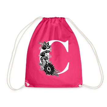 Lettre c floral noir et blanc - Sac de sport léger - fuchsia - Devant