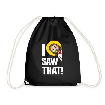 I Saw Jesus Meme Funny Christian - Drawstring Bag - black - Front