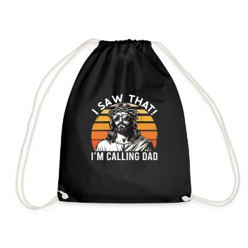 I Saw Jesus Meme Funny Christian - Drawstring Bag - black - Front