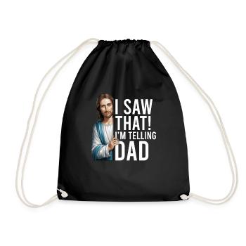 I Saw Jesus Meme Funny Christian - Drawstring Bag - black - Front