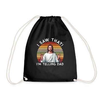 I Saw Jesus Meme Funny Christian - Drawstring Bag - black - Front