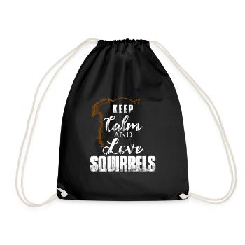 Keep Calm And Love Squirrels Chipmunks Animal Love - Drawstring Bag - black - Front