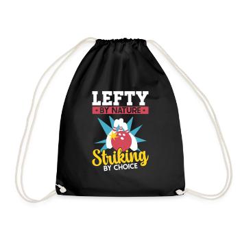 Bowling Left-handed Left-handed bowler - Drawstring Bag - black - Front