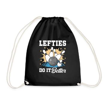 Bowling Left-handed Left-handed bowler - Drawstring Bag - black - Front