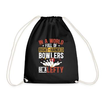 Bowling Left-handed Left-handed bowler - Drawstring Bag - black - Front