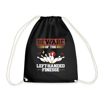 Bowling Left-handed Left-handed bowler - Drawstring Bag - black - Front