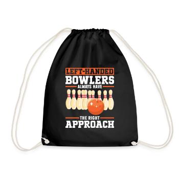 Bowling Left-handed Left-handed bowler - Drawstring Bag - black - Front
