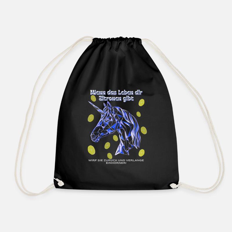 Lemon Unicorn - Drawstring Bag - black