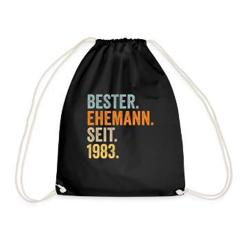Valentine's Day Best Husband Since 1983 - Drawstring Bag - black - Front