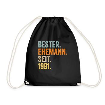 Valentine's Day Best Husband Since 1991 - Drawstring Bag - black - Front
